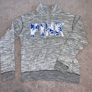 Grey “Pink” quarter zip sweatshirt
